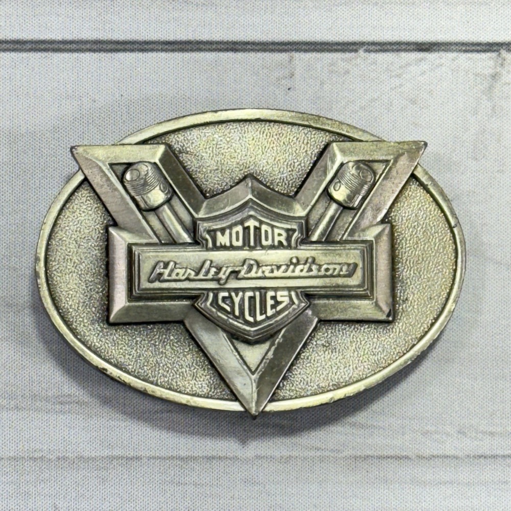 Harley Davidson Belt Buckle Biker Motorcycles V Twin Raised Pewter Vintage 1983